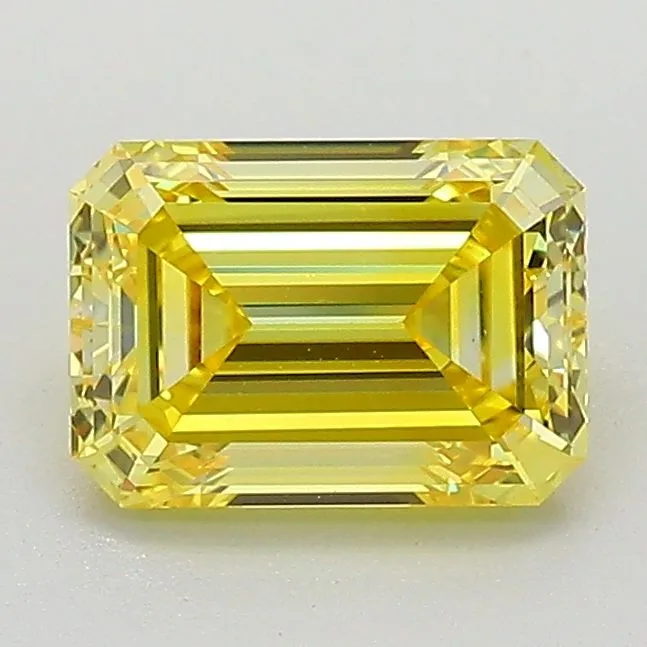 1.26 Carat Fancy Vivid Yellow VVS2 EMERALD Lab Diamond