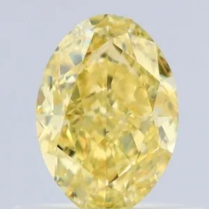 0.63 Carat Oval Fancy Intense Yellow VS2 Natural Diamond