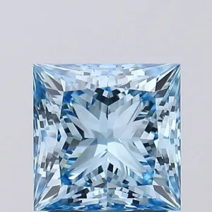 2.03 Carat Princess Fancy Vivid Blue VS2 Lab Diamond