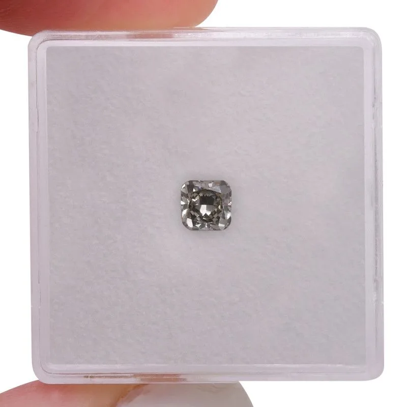 0.41 Carat Cushion Brilliant Fancy Dark Green Gray SI1 Natural Diamond