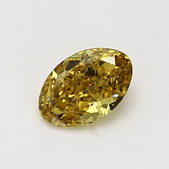 0.57 Carat Oval Fancy Deep Yellow SI2 Natural Diamond