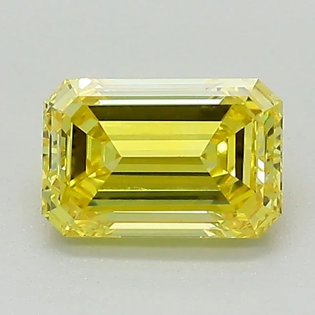 0.96 Carat Fancy Vivid Yellow VVS2 EMERALD Lab Diamond