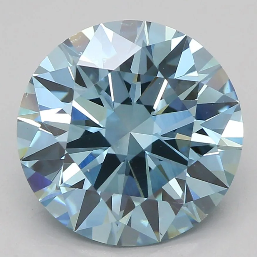 2.51 Carat Round Fancy Vivid Blue VS1 Lab Diamond