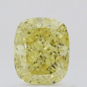1.08 Carat Cushion Brilliant Fancy Intense Yellow VS2 Natural Diamond