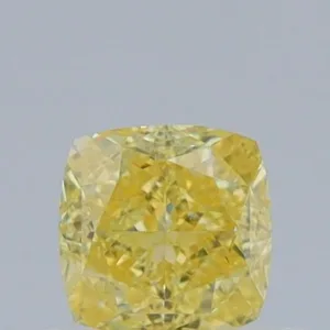 0.54 Carat Cushion Brilliant Fancy Intense Yellow VS1 Natural Diamond