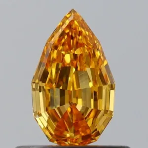 0.51 Carat Pear Fancy Vivid Orange Yellow VS2 Natural Diamond