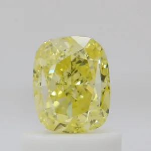 1 Carat Cushion Brilliant Fancy Intense Yellow VS2 Natural Diamond