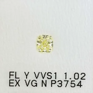 1.02 Carat Cushion Brilliant Fancy Light Yellow VVS1 Natural Diamond