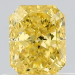 0.61 Carat Radiant Fancy Intense Yellow VS2 Natural Diamond