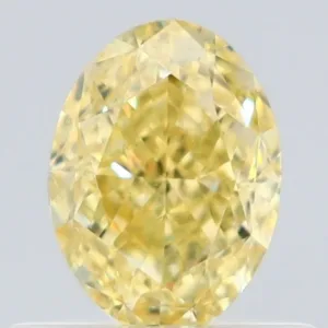 0.57 Carat Oval Fancy Intense Yellow VS1 Natural Diamond