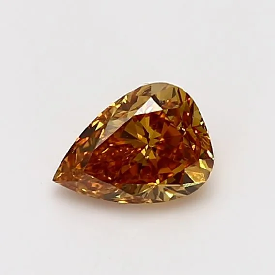 0.68 Carat Pear Fancy Deep Yellow Orange SI1 Natural Diamond