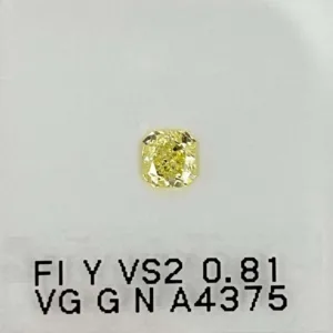 0.81 Carat Square Fancy Intense Yellow VS2 Natural Diamond