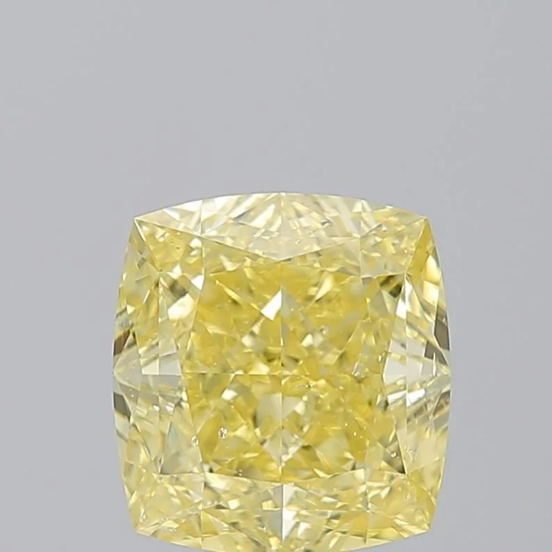 3.04 Carat Cushion Brilliant Fancy Intense Yellow SI2 Natural Diamond
