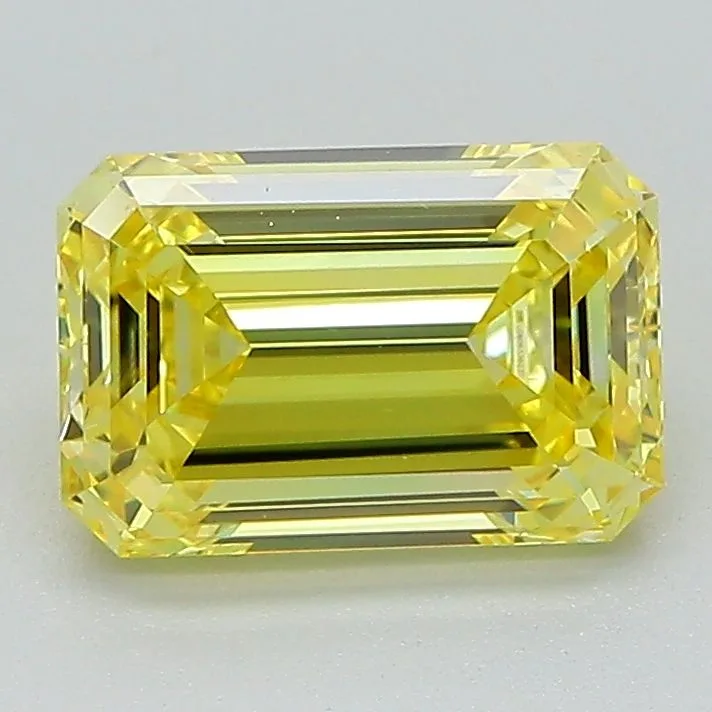 1.73 Carat Fancy Vivid Yellow VS1 EMERALD Lab Diamond