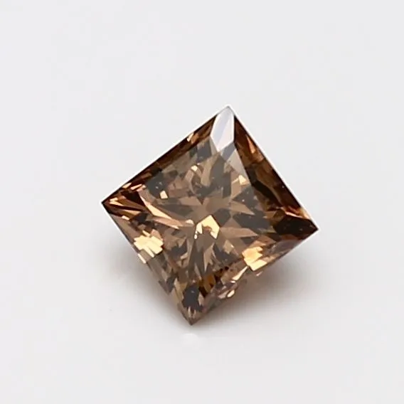 0.58 Carat Princess Fancy Dark Brown SI2 Natural Diamond