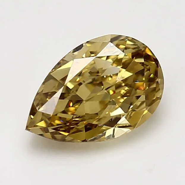 2 Carat Pear Fancy Deep Yellow VVS1 Natural Diamond