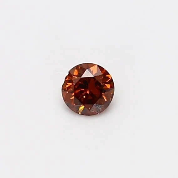 0.14 Carat Round Fancy Deep Brown Orange SI1 Natural Diamond