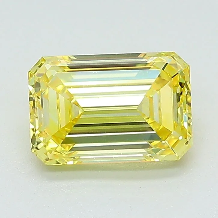 1.36 Carat Fancy Vivid Yellow VS1 EMERALD Lab Diamond