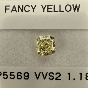 1.18 Carat Square Radiant Fancy Yellow VVS2 Natural Diamond