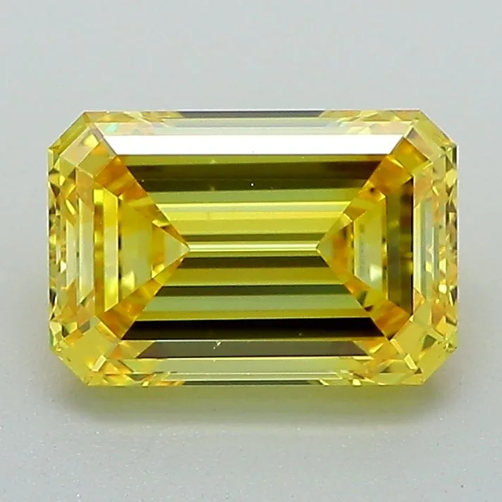 1.51 Carat Fancy Vivid Yellow VS1 EMERALD Lab Diamond