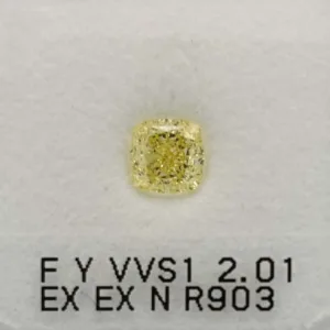 2.01 Carat Cushion Brilliant Fancy Yellow VVS1 Natural Diamond