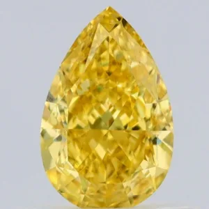 0.6 Carat Pear Fancy Vivid Yellow VS2 Natural Diamond