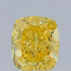 0.72 Carat Cushion Brilliant Fancy Vivid Yellow VS2 Natural Diamond