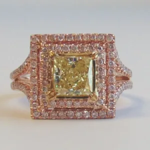 0.95 Carat Princess Yellow SI2 Natural Diamond
