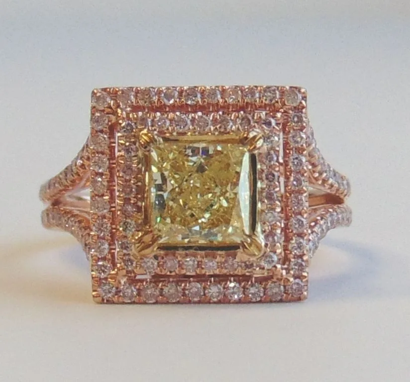 0.95 Carat Princess Yellow SI2 Natural Diamond 1 0.95 Carat Princess Yellow SI2 Natural Diamond