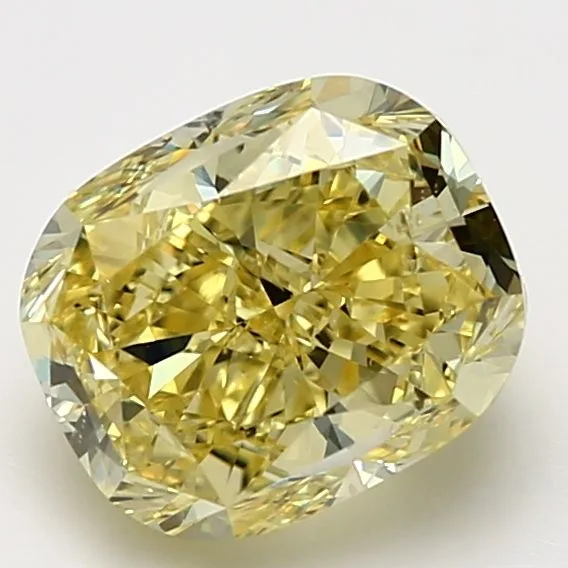 4.01 Carat Cushion Brilliant Fancy Intense Yellow SI1 Natural Diamond