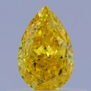 0.56 Carat Pear Fancy Vivid Yellow VVS2 Natural Diamond
