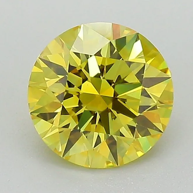 1.3 Carat Round Fancy Vivid Yellow VS1 Lab Diamond