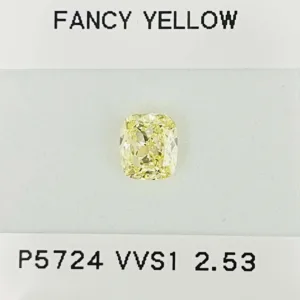 2.53 Carat Cushion Brilliant Fancy Yellow VVS1 Natural Diamond