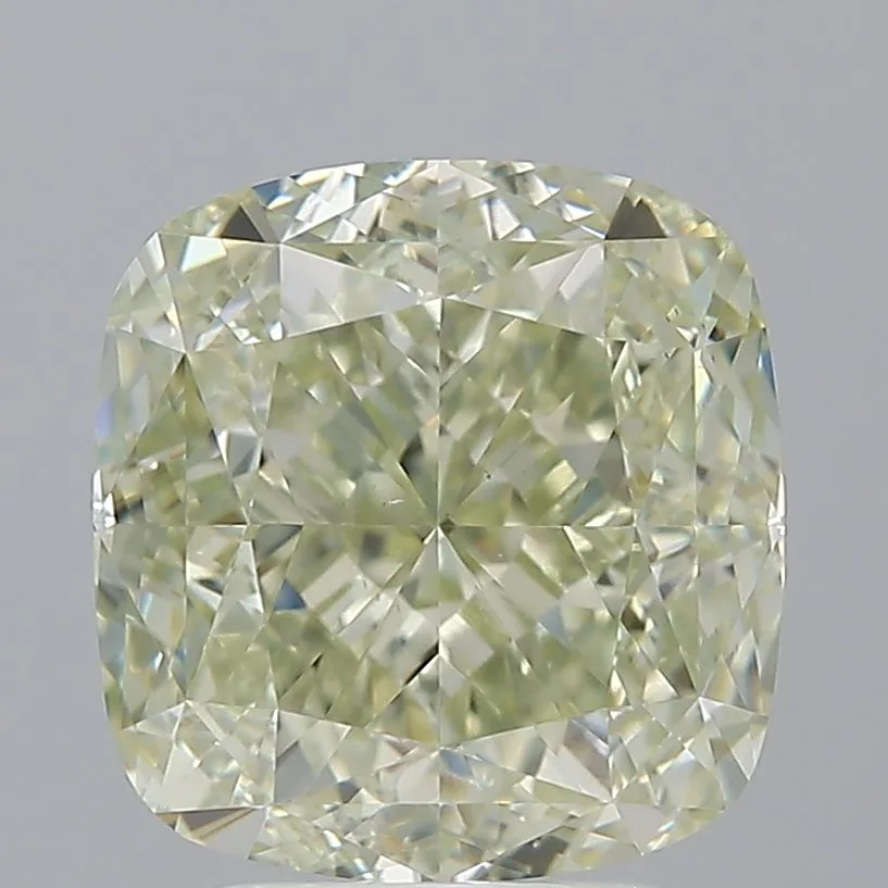 4.01 Carat Fancy Light Greenish Yellow VS2 CUSHION MODIFIED Diamond