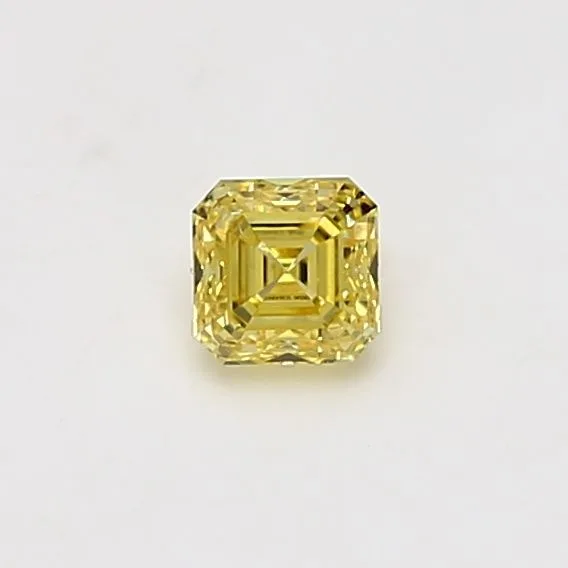 0.34 Carat Asscher Fancy Vivid Yellow VVS2 Natural Diamond