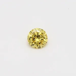0.12 Carat Round Fancy Vivid Yellow I2 Natural Diamond