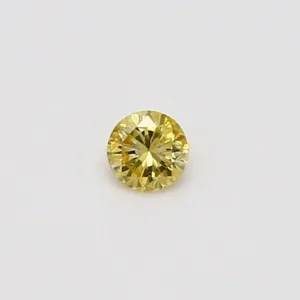 0.14 Carat Round Fancy Vivid Yellow I2 Natural Diamond