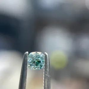 0.18 Carat Cushion Brilliant Fancy Intense Blue Green SI2 Natural Diamond