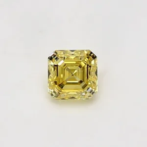 0.37 Carat Asscher Fancy Intense Yellow VS2 Natural Diamond