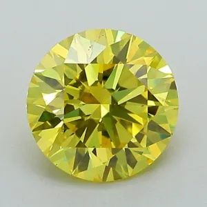 1.26 Carat Round Fancy Vivid Yellow VVS2 Lab Diamond