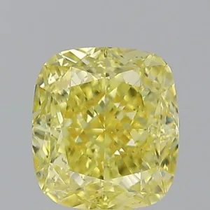 1.53 Carat Cushion Modified Fancy Intense Yellow SI2 Natural Diamond