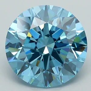 3.08 Carat Round Fancy Vivid Blue VS1 Lab Diamond