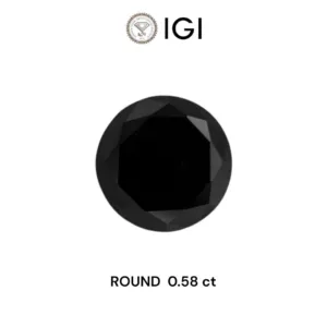 0.58 Carat Round Black Natural Diamond
