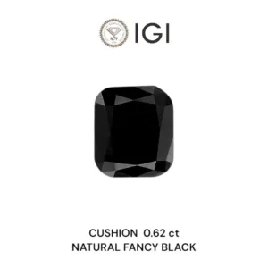 0.62 Carat Cushion Brilliant Fancy Black Natural Diamond
