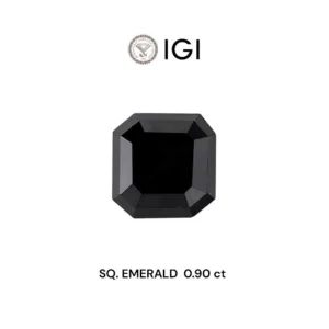 0.9 Carat Square Emerald Fancy Black Natural Diamond