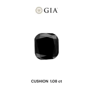 1.08 Carat Cushion Brilliant Fancy Black VVS2 Natural Diamond