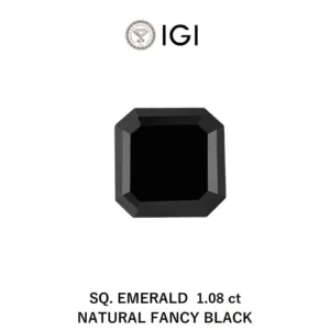 1.08 Carat Square Emerald Black Natural Diamond