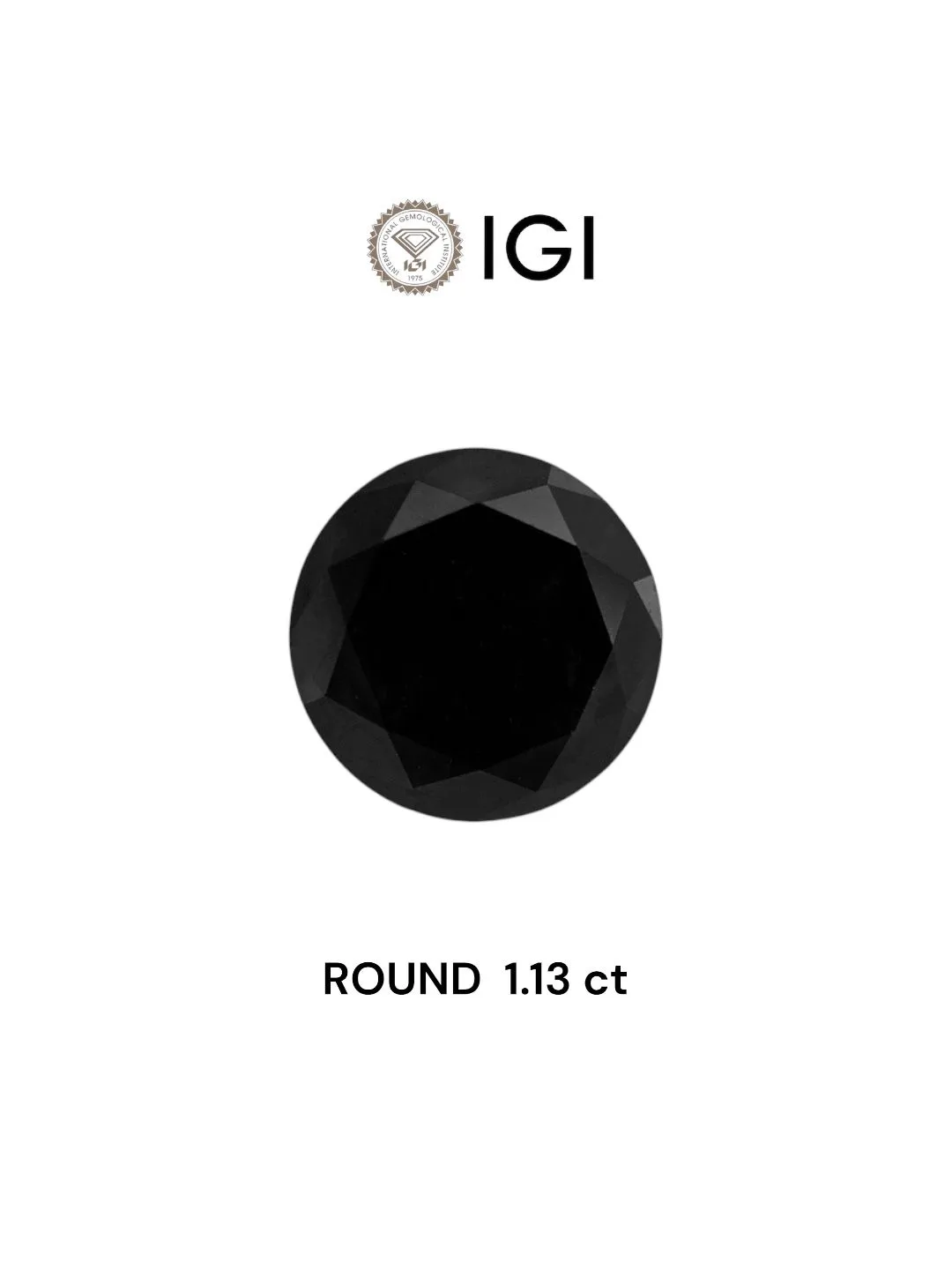 1.13 Carat Round Black Natural Diamond 1 1.13 Carat Round Black Natural Diamond