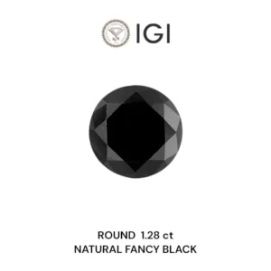 1.28 Carat Round Fancy Black Natural Diamond