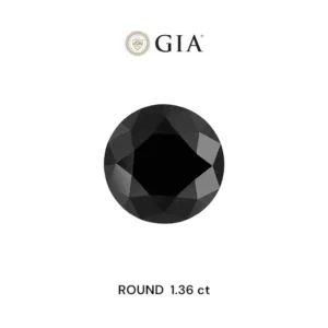 1.36 Carat Round Black Natural Diamond